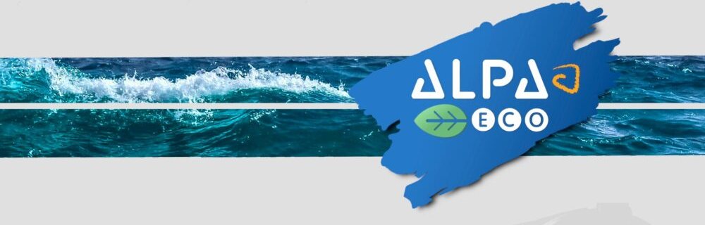 Arte da linha INTAN da Alpa: onda do mar com a marca ALPA ECO